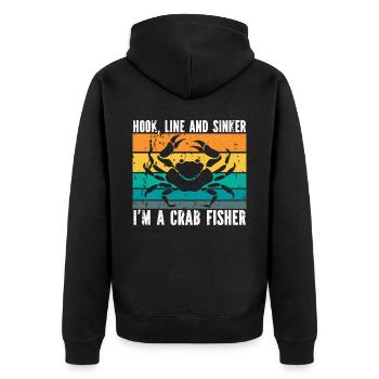 Krabbenfischen Krabbenfischer Krabbenfischer Krabben - Unisex Premium Bio Zip Hoodie - Schwarz - Hinten - Nico (187cm)