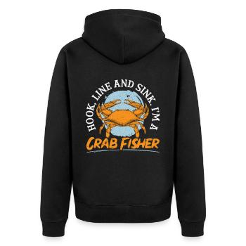 Krabbenfischen Krabbenfischer Krabbenfischer Krabben - Unisex Premium Bio Zip Hoodie - Schwarz - Hinten - Nico (187cm)