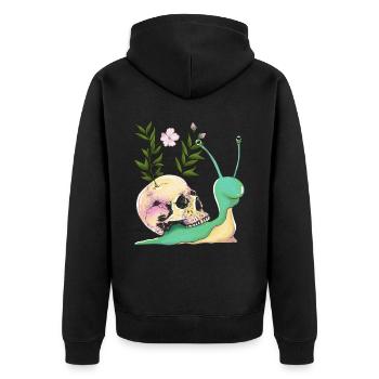 Dunkler Cottagecore Ästhetischer Kawaii-Schneckens - Unisex Premium Bio Zip Hoodie - Schwarz - Hinten - Nico (187cm)