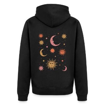 Whimsigoth Aesthetic Hippie Heavenly Vintage - Unisex Premium Organic Zip Hoodie - black - Back - Nico (187cm)