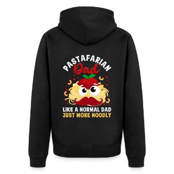 Fliegendes Spaghettimonster FSM - Unisex Premium Bio Zip Hoodie - Schwarz - Hinten - Nico (187cm)