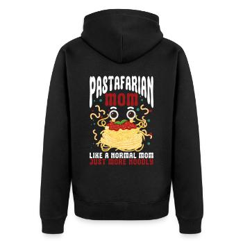 Fliegendes Spaghettimonster FSM - Unisex Premium Bio Zip Hoodie - Schwarz - Hinten - Nico (187cm)
