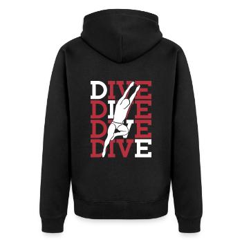 Turmspringen Turmspringer - Unisex Premium Bio Zip Hoodie - Schwarz - Hinten - Nico (187cm)