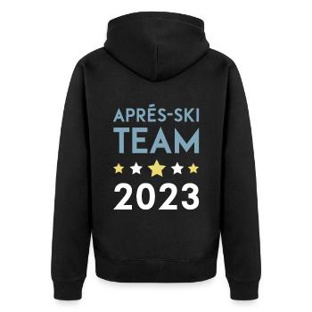 Après Ski 2023 Krone - Unisex Premium Organic Zip Hoodie - black - Back - Nico (187cm)