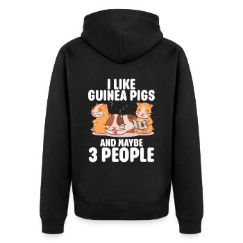 Meerschweinchen Geschenk Haustier Meerschweinchen - Unisex Premium Bio Zip Hoodie - Schwarz - Hinten - Nico (187cm)