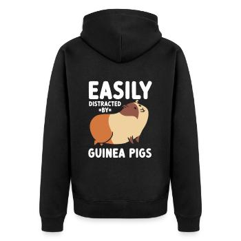 Meerschweinchen Geschenk Haustier Meerschweinchen - Unisex Premium Bio Zip Hoodie - Schwarz - Hinten - Nico (187cm)