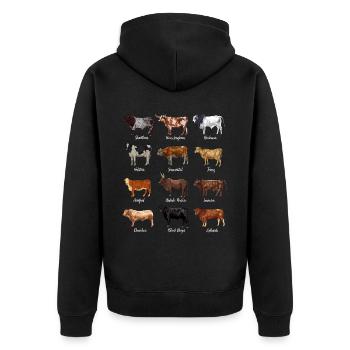 Rinder Zeichnungen - Kuhmotiv - Unisex Premium Bio Zip Hoodie - Schwarz - Hinten - Nico (187cm)