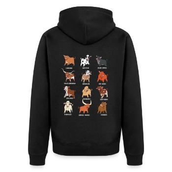Verschiedene Kawaii Kühe - Unisex Premium Bio Zip Hoodie - Schwarz - Hinten - Nico (187cm)