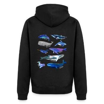 Whale Watercolor Drawings - Whale Motif - Unisex Premium Organic Zip Hoodie - black - Back - Nico (187cm)