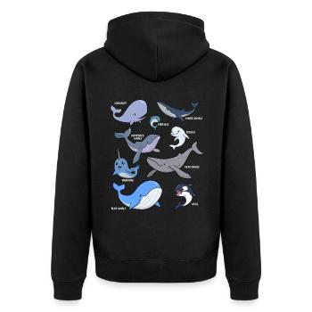Verschiedene Kawaii Wale - Unisex Premium Bio Zip Hoodie - Schwarz - Hinten - Nico (187cm)
