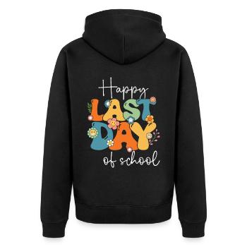 Groovy Happy Last Day des élèves enseignants - Veste à capuche bio Premium Unisexe - noir - Dos - Nico (187cm)