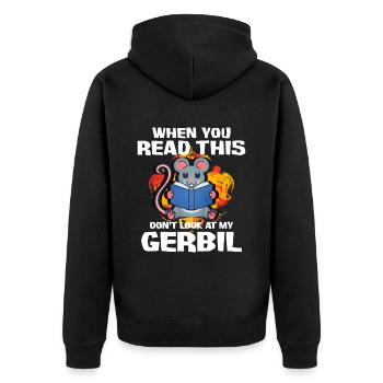 Rennmaus Maus Geschenk - Unisex Premium Bio Zip Hoodie - Schwarz - Hinten - Nico (187cm)