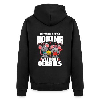 Rennmaus Maus Geschenk - Unisex Premium Bio Zip Hoodie - Schwarz - Hinten - Nico (187cm)