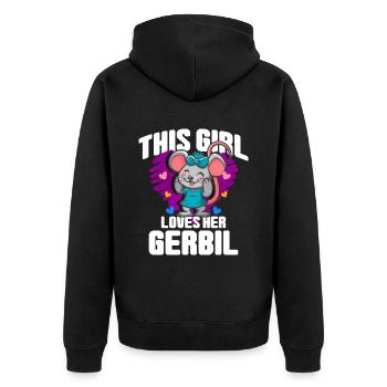 Rennmaus Maus Geschenk - Unisex Premium Bio Zip Hoodie - Schwarz - Hinten - Nico (187cm)
