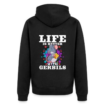 Rennmaus Maus Geschenk - Unisex Premium Bio Zip Hoodie - Schwarz - Hinten - Nico (187cm)