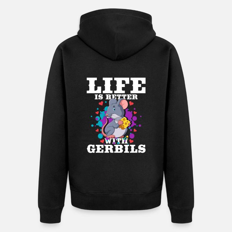 Gerbille Souris Cadeau - Veste à capuche bio Premium Unisexe - noir