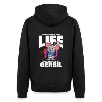 Rennmaus Maus Geschenk - Unisex Premium Bio Zip Hoodie - Schwarz - Hinten - Nico (187cm)