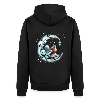 Alien Astronaut Lesen Buch auf dem Mond Leseratte - Unisex Premium Bio Zip Hoodie - Schwarz - Hinten - Nico (187cm)
