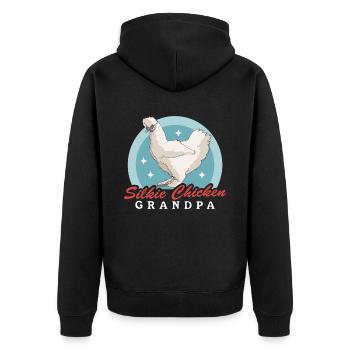 Silk Chicken Grandpa Silkie Silk Chickens Chicken Gift - Unisex Premium Organic Zip Hoodie - black - Back - Nico (187cm)