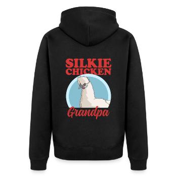 Silk Chicken Grandpa Silk Chicken Silkie Chicken Gift - Unisex Premium Organic Zip Hoodie - black - Back - Nico (187cm)