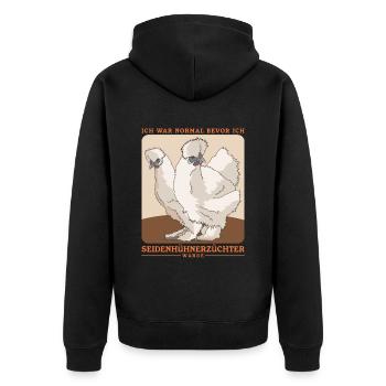 Silk Chicken | Silkie Chicken Silk Chickens Gift - Unisex Premium Organic Zip Hoodie - black - Back - Nico (187cm)