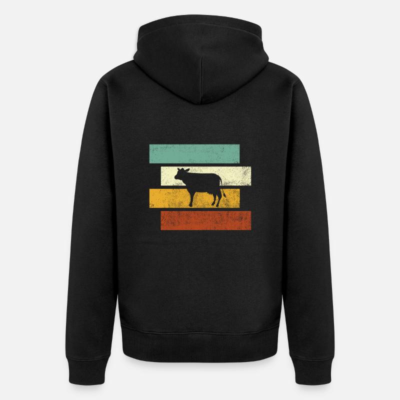 Vache Rétro - Veste à capuche bio Premium Unisexe - noir