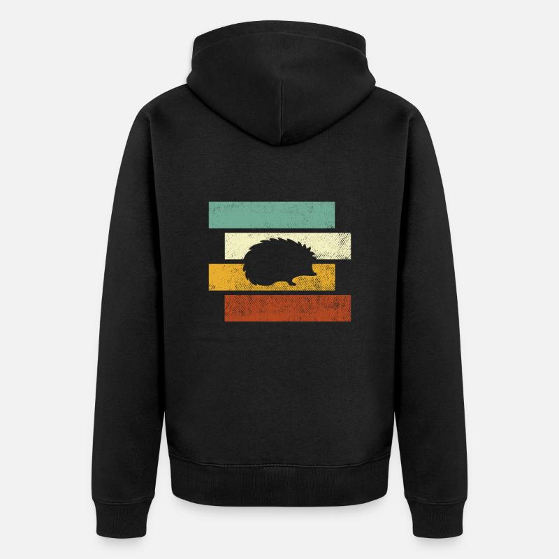 Igel Retro - Unisex Premium Bio Zip Hoodie - Schwarz