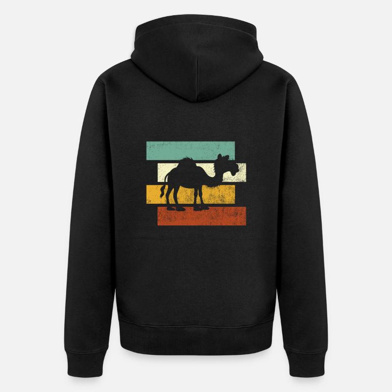 Kamel Retro - Unisex Premium Bio Zip Hoodie - Schwarz