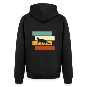 Katze Retro - Unisex Premium Bio Zip Hoodie - Schwarz - Hinten - Nico (187cm)