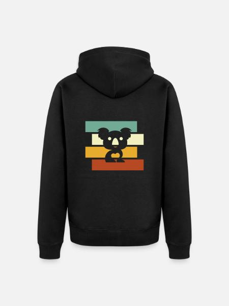 Koala Retro - Unisex Premium Organic Zip Hoodie - black