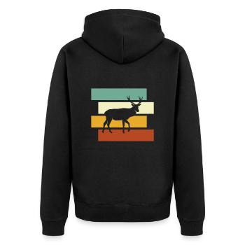 Hirsch Retro - Unisex Premium Organic Zip Hoodie - black - Back - Nico (187cm)
