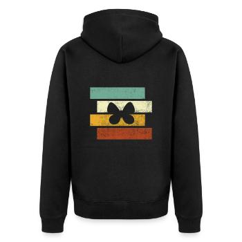 Schmetterling Retro - Unisex Premium Bio Zip Hoodie - Schwarz - Hinten - Nico (187cm)