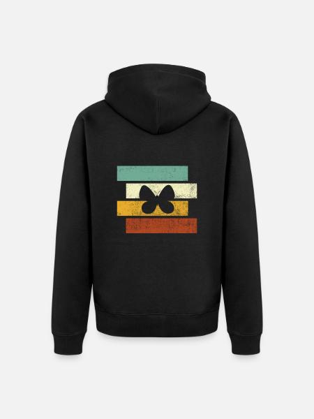 Papillon Rétro - Veste à capuche bio Premium Unisexe - noir