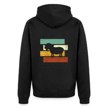 Schaf retro - Unisex Premium Bio Zip Hoodie - Schwarz - Hinten - Nico (187cm)