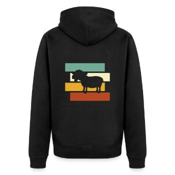Schaf retro - Unisex Premium Bio Zip Hoodie - Schwarz - Hinten - Nico (187cm)