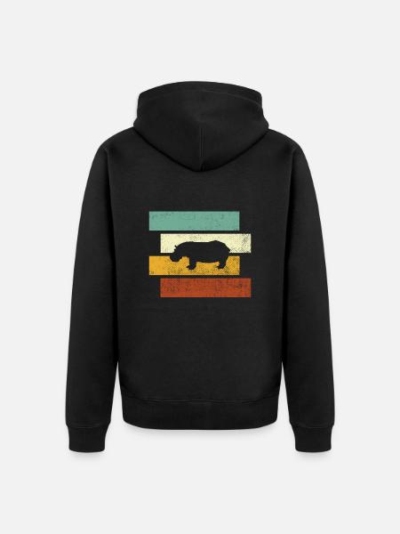 Hippopotamus Retro - Unisex Premium Organic Zip Hoodie - black