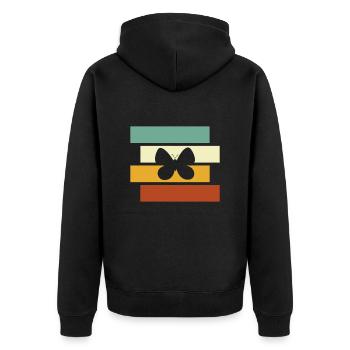Schmetterling Retro - Unisex Premium Bio Zip Hoodie - Schwarz - Hinten - Nico (187cm)