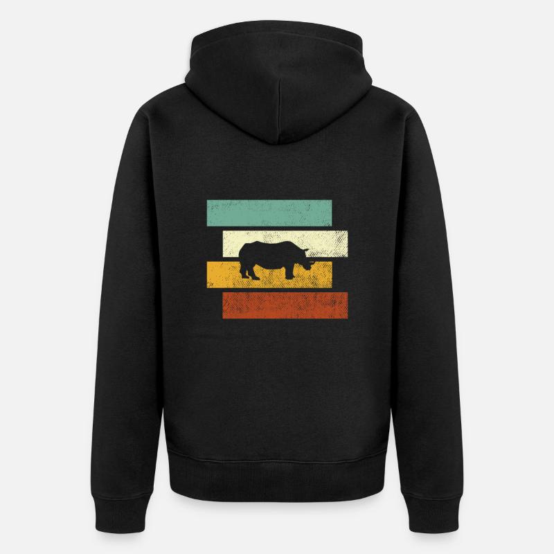Rhinocéros Rétro - Veste à capuche bio Premium Unisexe - noir