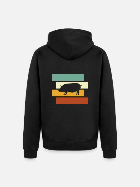 Cochon Rétro - Veste à capuche bio Premium Unisexe - noir