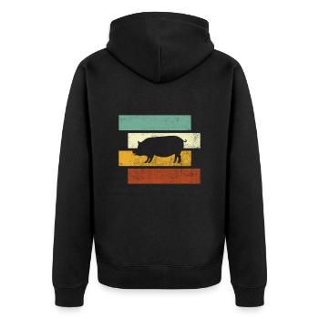 Cochon Rétro - Veste à capuche bio Premium Unisexe - noir - Dos - Nico (187cm)