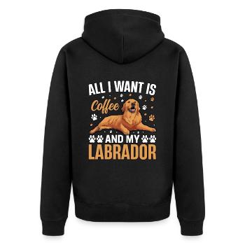 TOUT CE QUE JE VEUX, C’EST DU CAFÉ ET MON LABRADOR - Veste à capuche bio Premium Unisexe - noir - Dos - Nico (187cm)