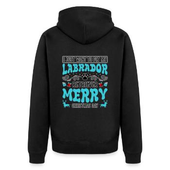 Labrador Christmas Weihnachten - Unisex Premium Organic Zip Hoodie - black - Back - Nico (187cm)
