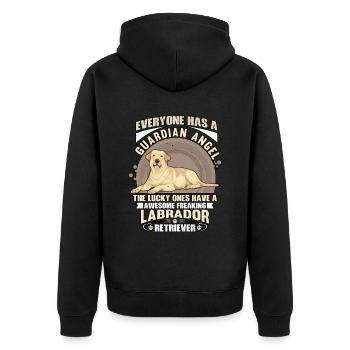 Labrador Funny Saying - Unisex Premium Organic Zip Hoodie - black - Back - Nico (187cm)
