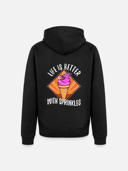 Life Is Better With Sprinkles - Unisex Premium Bio Zip Hoodie - Schwarz