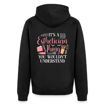 Cute Licensed Esthetician Skincare - Unisex Premium Bio Zip Hoodie - Schwarz - Hinten - Nico (187cm)