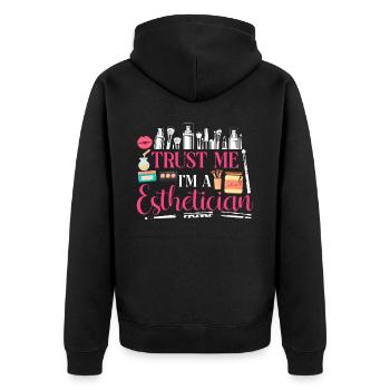 Cute Licensed Esthetician Skincare - Unisex Premium Bio Zip Hoodie - Schwarz - Hinten - Nico (187cm)