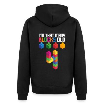 Blockgebäude Geburtstagsdesign Für 4 Jahre Junge - Unisex Premium Organic Zip Hoodie - black - Back - Nico (187cm)