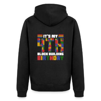Blockgebäude 4 Jahre Design Für Little Brick - Unisex Premium Organic Zip Hoodie - black - Back - Nico (187cm)