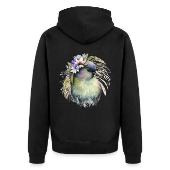 Mignon Kiwi Oiseau Fleur Couronne Floral Oiseaux Exotiques - Veste à capuche bio Premium Unisexe - noir - Dos - Nico (187cm)
