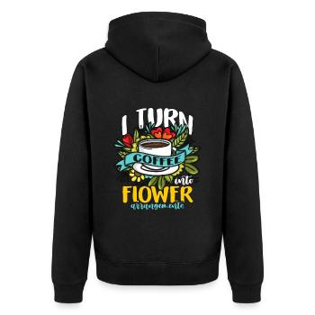 Fleuriste Je transforme le café en bouquet de fleurs Fleuristes - Veste à capuche bio Premium Unisexe - noir - Dos - Nico (187cm)